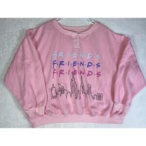 Friends Sweater Womens 3X Pink Pullover Sweatshirt 90s TV Casual Spell Out